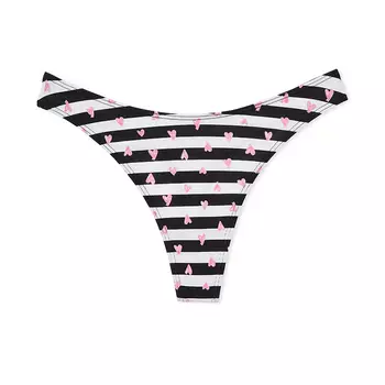 Трусики-стринги Victoria's Secret Stretch Cotton High-Leg Scoop Thong Classic, черно-белый