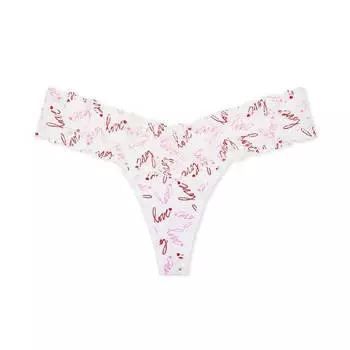 Трусики-стринги Victoria's Secret The Lacie Lace-Waist Cotton, белый/красный