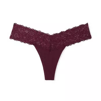 Трусики-стринги Victoria's Secret The Lacie Lace-Waist Cotton, бордовый