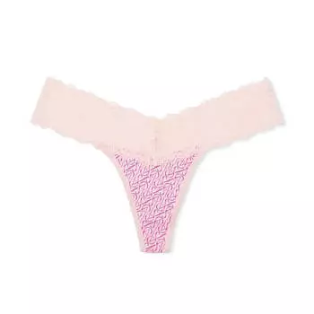 Трусики-стринги Victoria's Secret The Lacie Lace-Waist Cotton, розовый