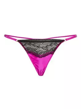 Трусики-танга из шармеза с кружевной отделкой Kiki de Montparnasse, фуксия