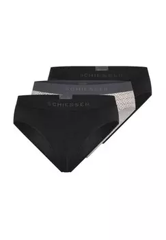 Трусики/трусы Rio, 3 шт., натуральный хлопок 95/5 SCHIESSER, цвет Grau/ Schwarz