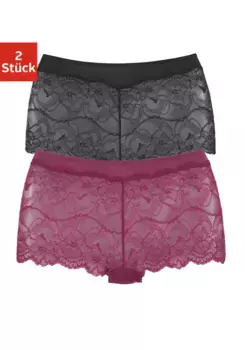 Трусики Vivance (2 шт.), мягкие манжеты из микрофибры и нежное кружево, бордовый