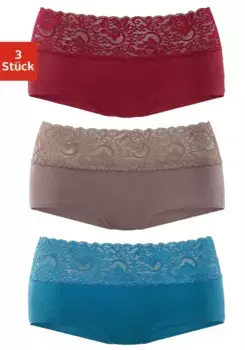 Трусики Vivance (3 шт.) из эластичного хлопка с цветочным кружевом, коричневый