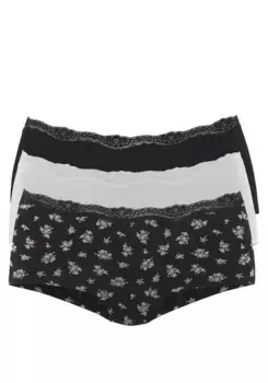 Трусики Vivance (3 шт.) из эластичного хлопка, цвет Schwarz Bedruckt, Creme Uni, Schwarz Uni