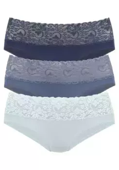 Трусики Vivance (3 шт.) из эластичного хлопка с цветочным кружевом, синий