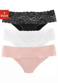 Трусики Vivance Brasil (3 шт.) из эластичного хлопка с цветочным кружевом, белый