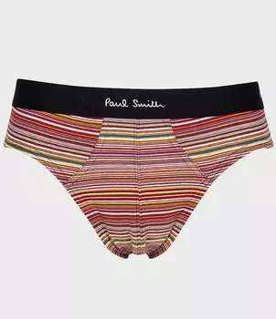Трусики в полоску с фирменной надписью Paul Smith, красный
