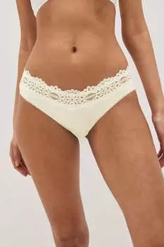 Трусики в рубчик с кружевным верхом Next, бежевый