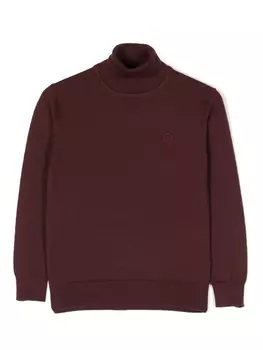 Trussardi джемпер с высоким воротником и вышитым логотипом, красный