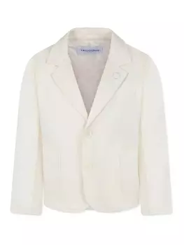 TRUSSARDI JUNIOR блейзер с вышитым логотипом, нейтральный