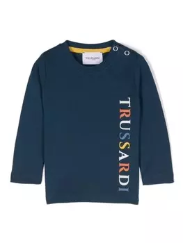 TRUSSARDI JUNIOR футболка с прорезиненным логотипом, синий