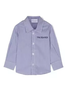 TRUSSARDI JUNIOR рубашка с вышитым логотипом, синий
