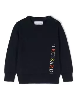 TRUSSARDI JUNIOR свитер с вышитым логотипом, синий