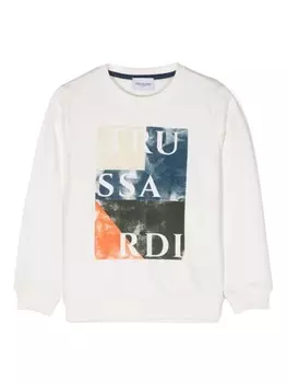 TRUSSARDI JUNIOR толстовка с логотипом, белый