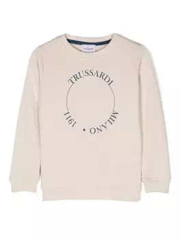 TRUSSARDI JUNIOR толстовка с логотипом, нейтральный цвет