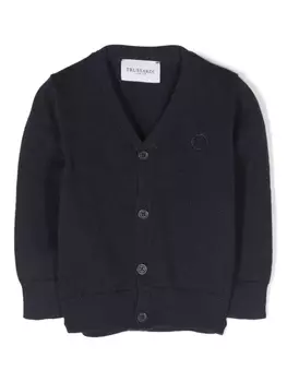 Trussardi кардиган с V-образным вырезом и вышитым логотипом, синий
