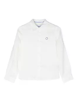 Trussardi льняная рубашка с вышитым логотипом, белый