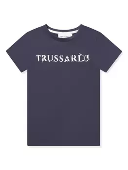 Trussardi logo-print cotton T-shirt, синий