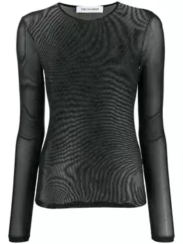 Trussardi полупрозрачная футболка с узором, зеленый