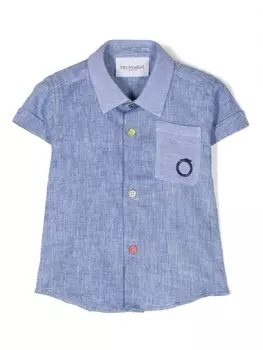 Trussardi рубашка с вышитым логотипом, синий