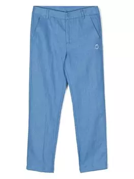 Trussardi зауженные брюки с вышитым логотипом, синий