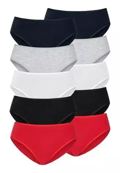 Трусы 10 Pack LASCANA, красный черный белый серый в крапинку темно-синий
