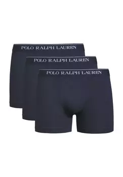 Трусы, 3 шт., эластичные, с логотипом на поясе, однотонные, мужские POLO RALPH LAUREN, темно-синий