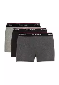 Трусы, 3 шт., пояс с логотипом, мужские Manguun, серый