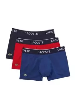 Трусы, 3 шт., пояс с логотипом, мужские LACOSTE, цвет Navy Red Blue