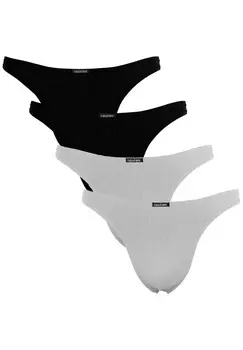 Трусы 4ER PACK HERREN STRING TANGA ENG ANLIEGEND STRETCH Fabio Farini, темно-серый