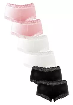 Трусы 6ER PACK HIPSTER PANTIES MIT SPITZE UND LEICHTEM STRETCH-ANTEIL Fabio Farini, сине-черный деним