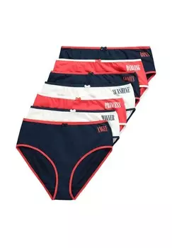 Трусы 7 PACK MIDI BRIEFS- MOTIVATIONAL LETTERING Ulla Popken, темно-синий