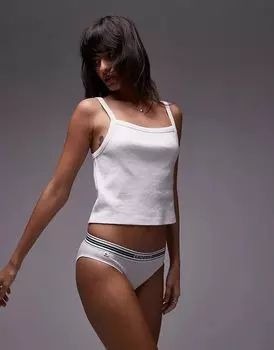 Трусы белого цвета с центральной тесьмой с логотипом Lacoste