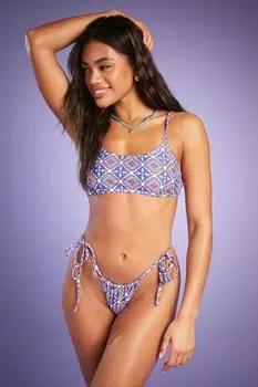 Трусы бикини Mix & Match со сборками и завязками boohoo, мультиколор
