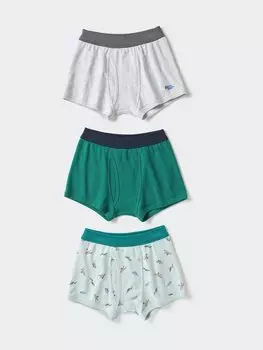 Трусы-Боксеры для мальчиков с динозаврами 3 пары Uniqlo, цвет 51 зеленый