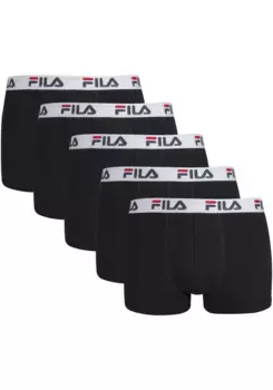Трусы-боксеры Fila (экономная упаковка, 5 шт.), с поясом с логотипом, черный