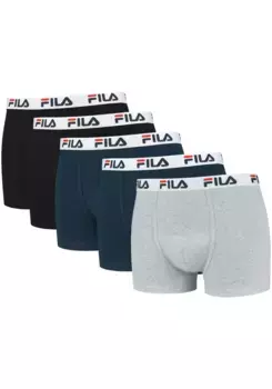 Трусы-боксеры Fila (экономная упаковка, 5 шт.), с поясом с логотипом, синий