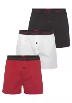Трусы-боксеры HUGO Underwear "WOVEN BOXER TRIPLET" (в упаковке 3, 3 шт.), с пуговицами на летке, черный