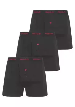 Трусы-боксеры HUGO Underwear "WOVEN BOXER TRIPLET" (в упаковке 3, 3 шт.), с пуговицами на летке, черный