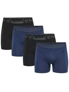 Трусы боксеры Hummel Boxershorts 4er-Pack elastischer Bund Jersey-Stoff, цвет Blau-Schwarz