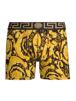 Трусы-боксеры из эластичного хлопка с принтом Barocco Versace, черный