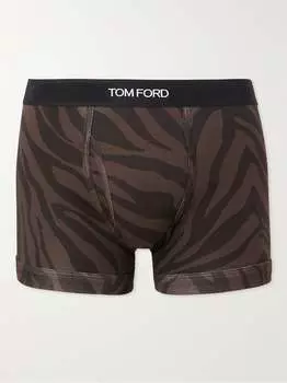 Трусы-боксеры из эластичного хлопка с зебровым принтом TOM FORD, коричневый