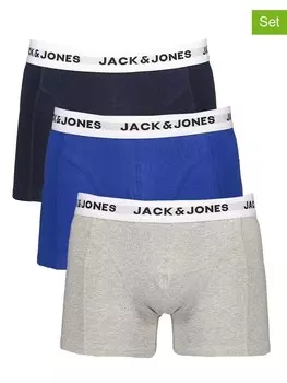 Трусы боксеры Jack & Jones 3er-Set: Boxershorts, цвет Dunkelblau/Blau/Hellgrau