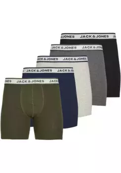 Трусы-боксеры Jack & Jones "JJ JACSOLID BOXER BRIEFS 5 P" (упаковка, 5 шт.), серый