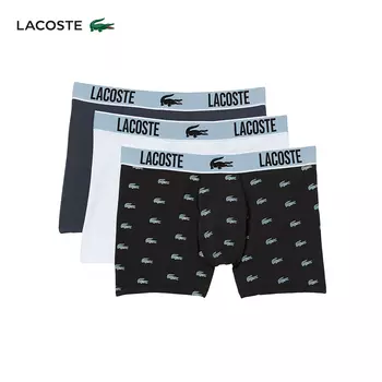 Трусы-боксеры Lacoste с эластичной резинкой, черный / белый
