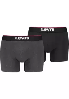 Трусы-боксеры Levi's (2 шт. в упаковке) с тканым эластичным поясом с цветной окантовкой, черный