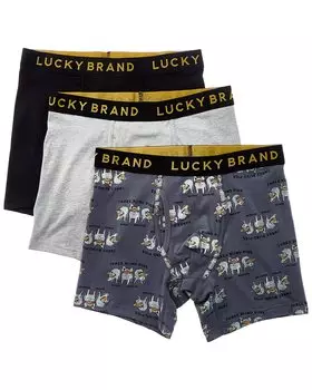 Трусы-боксеры Lucky Brand 3 шт., эластичные, цвет assorted