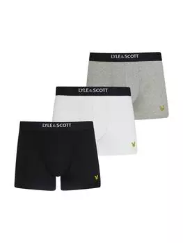 Трусы боксеры Lyle & Scott Boxer 3-Er Set, цвет Wei/Grau meliert/Schwarz