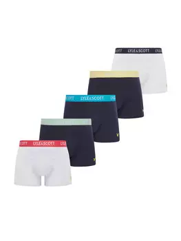 Трусы боксеры Lyle & Scott Trunks 5-Er Set, цвет Hellwei/Marineblau mit mehrfarbigem Bund